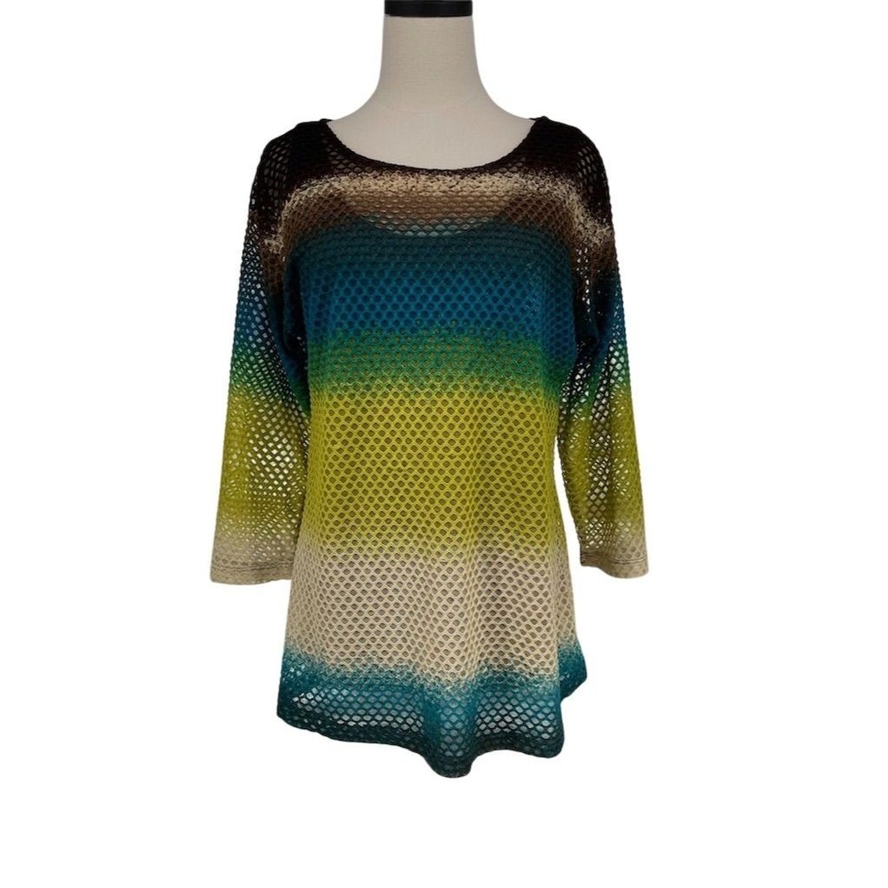 Multiples Women's Layered Cutout Long Sleeve Knit Pullover Tank Undershirt M